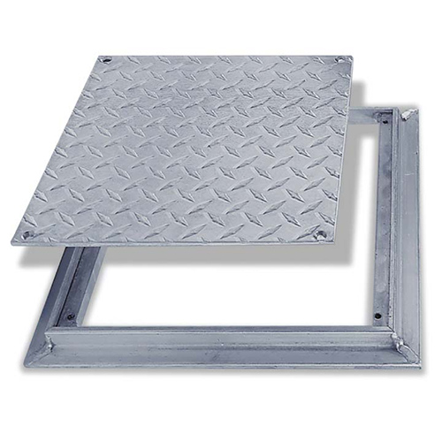 Floor Access Door - FD-8060  8x8 Flush Diamond Plate, Removable Cover, Aluminum